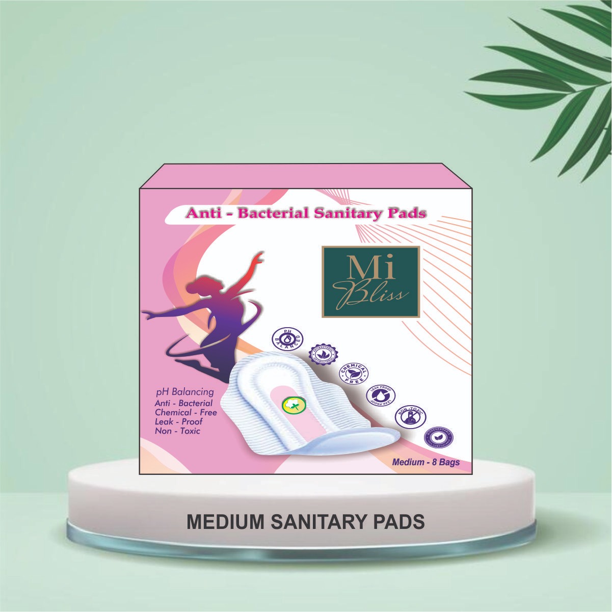 Antibacterial Bio-degradable(Medium sanitary pads)